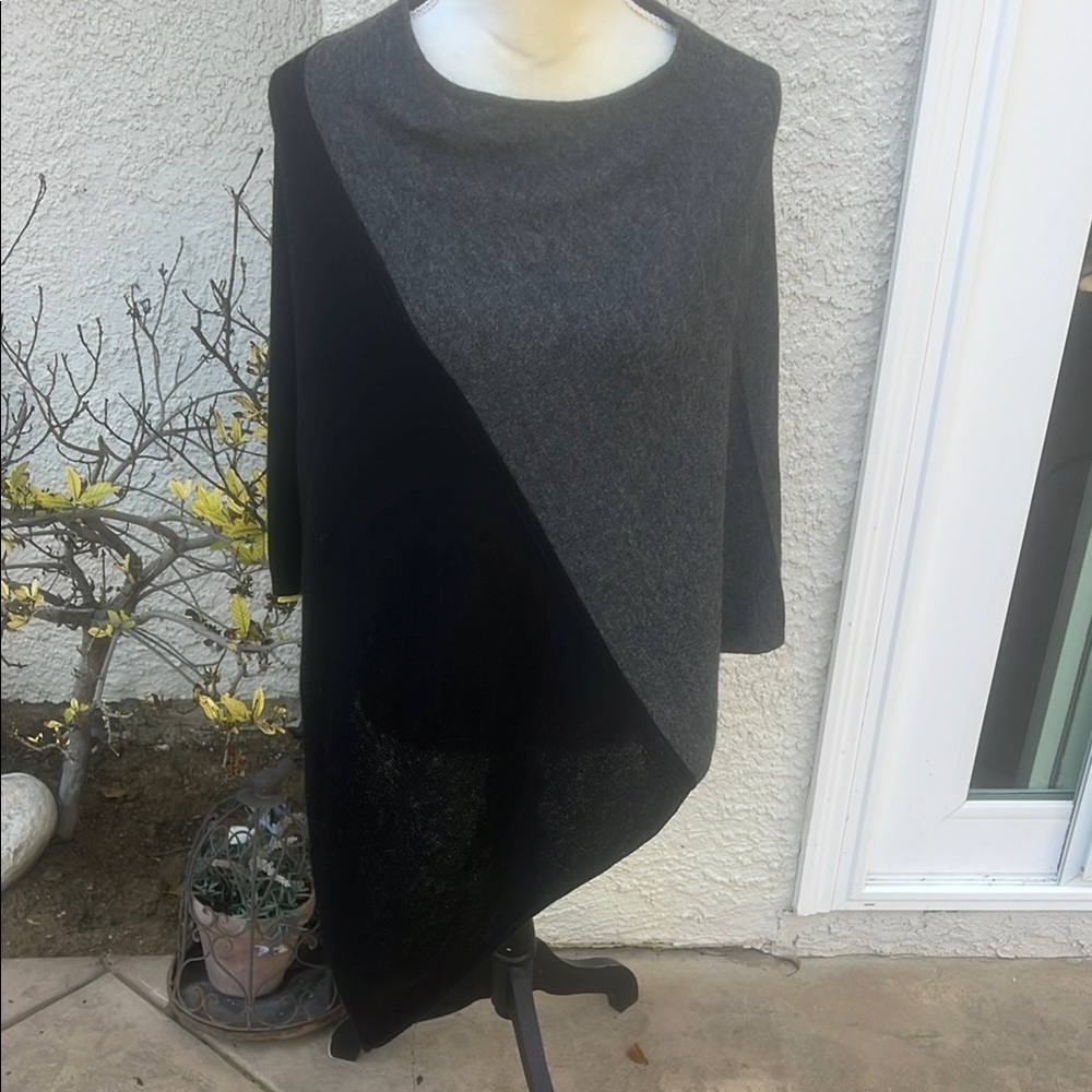 Celeste Stylish Black and Gray Wool Poncho New with tags!